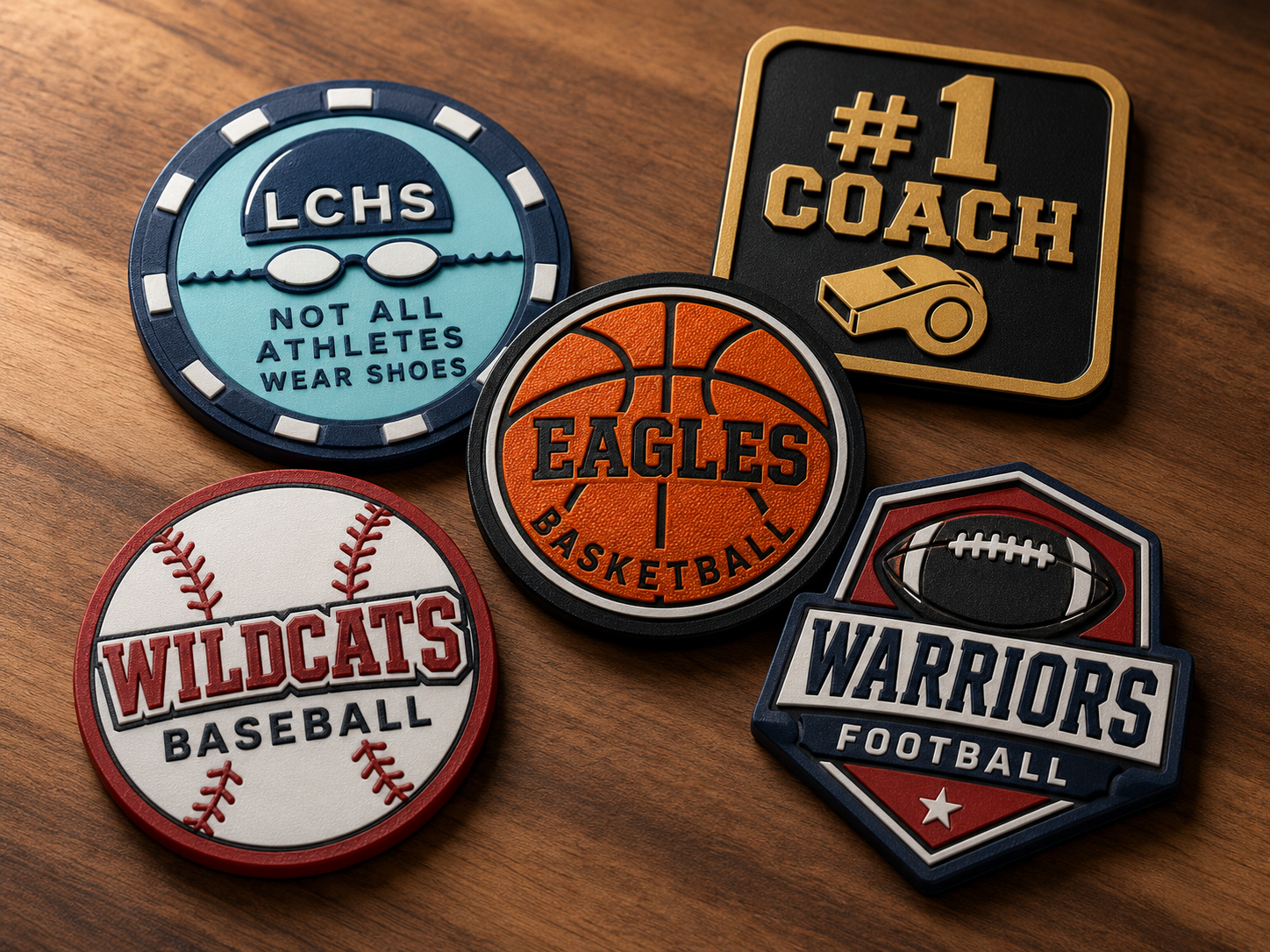 Sports-themed custom coaster examples