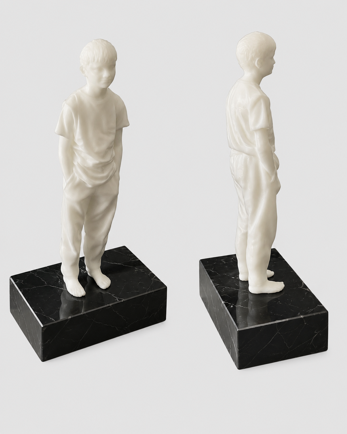 Custom 3D scanned athlete resin figure on black marble base